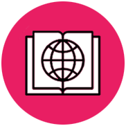 Globe and book icon.